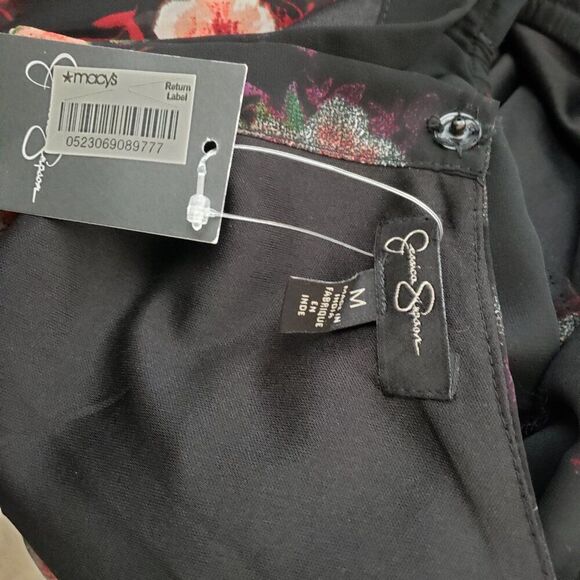 Jessica Simpson Lulu Maxi Dress Black Medium Floral Black Medium Sheer Fairy - Picture 11 of 11